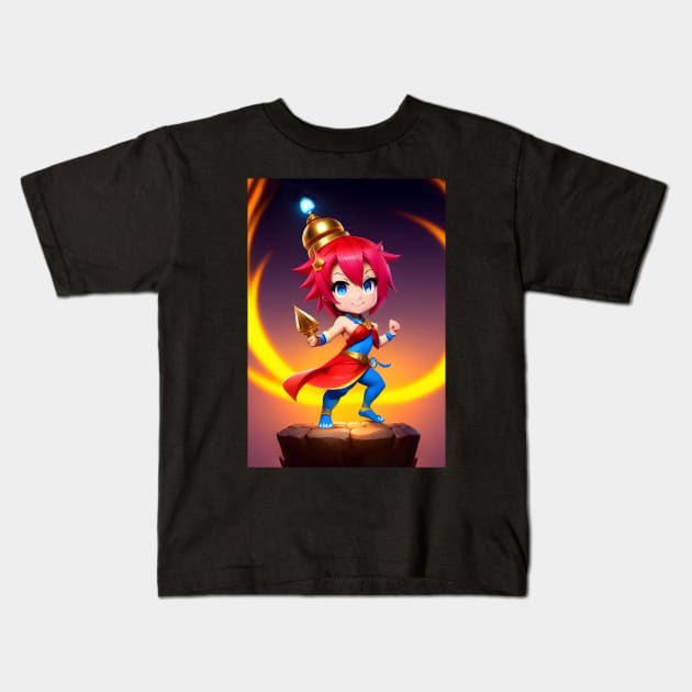 Little Cheerful Genie Girl Kids T-Shirt by Nobiya